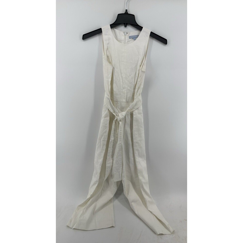 Antonio Melani White Chic Linen Blend Sleeveless Wide-Leg Jumpsuit - Size 4